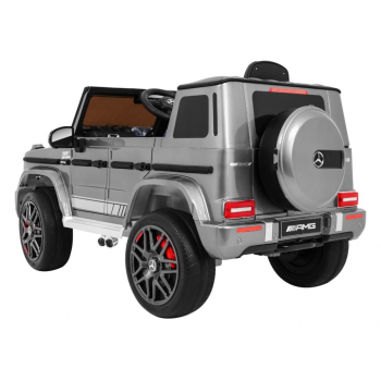 Mercedes AMG G63 dla dzieci Lakier Srebrny + Pilot + MP3 LED + Wolny Start + EVA + Pasy